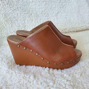 Lucky Brand Leather Mule Wedges
